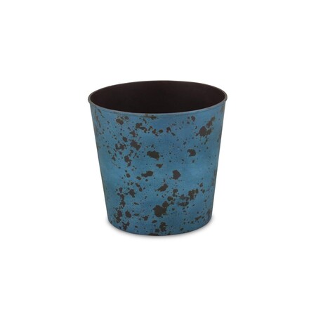 Cheungs 10.5 in. Round Tapered Recycled Plastic Planter, Rustic Blue PP-100RB